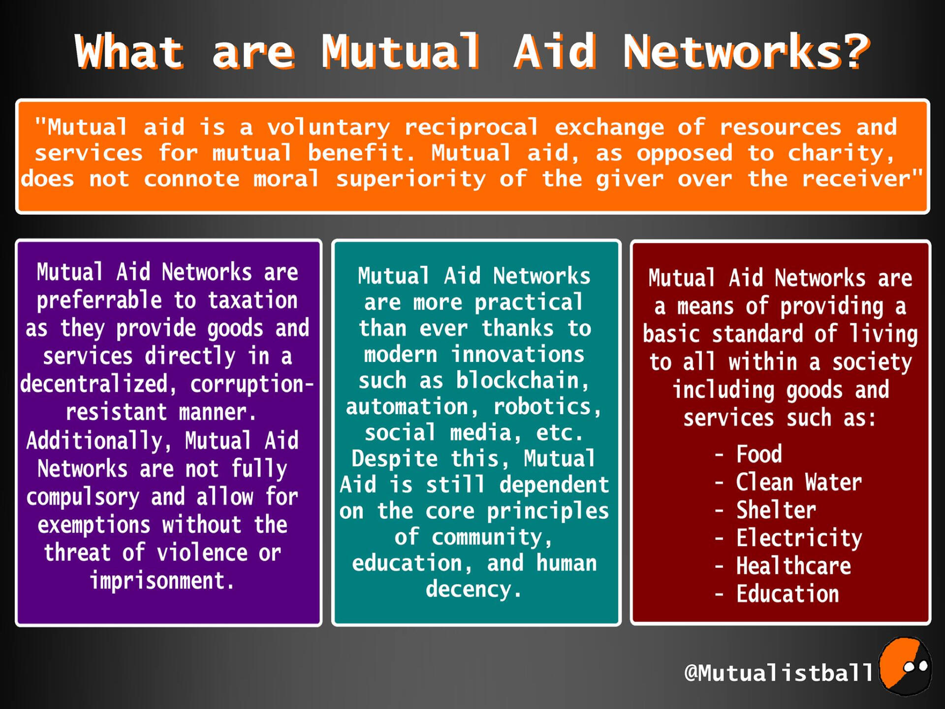 what is a mutual aid network? it has three sections: a basic description, why its convenient, and some examples of mutual aid